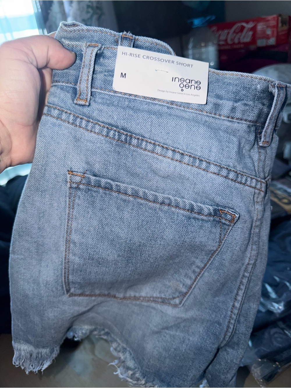 Women’s Light Blue Hi-Rise Crossover Denim Shorts